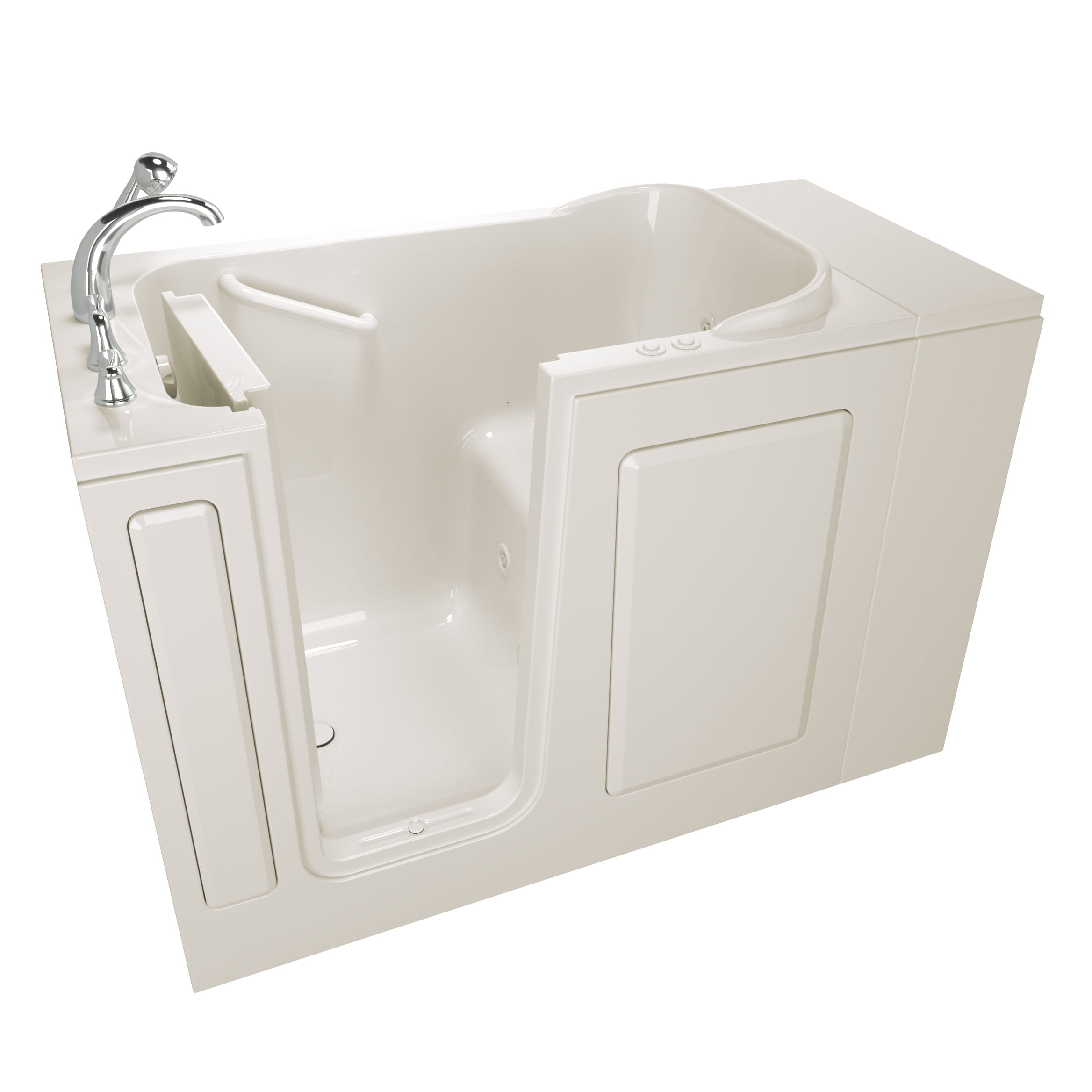 Gelcoat Entry Series 48 x 28 Inch Walk In Tub With Combination Air Spa and Whirlpool Systems - Left Hand Drain With Faucet ST BISCUIT